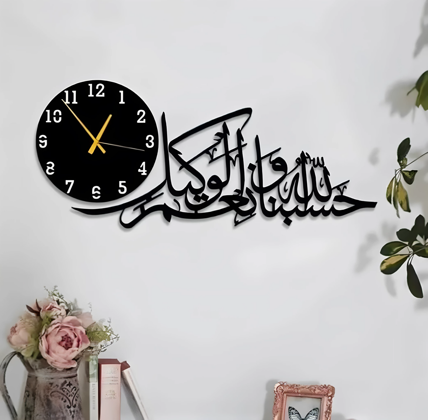 Wooden Kitchen Wall Clock with Coffee Cup and Kettle Design Stylish Home Decor