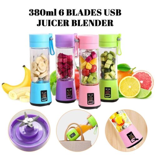 FRAKIN USB Rechargeable Juicer Blender 6 Blades Electric Blender Mini Portable Personal Size Juicer Cup
