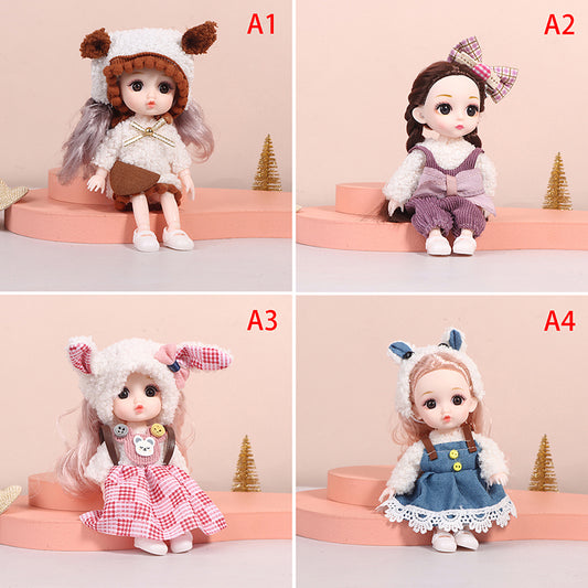 16cm Mini Doll Movable Joint Dolls 3D Big Eyes
