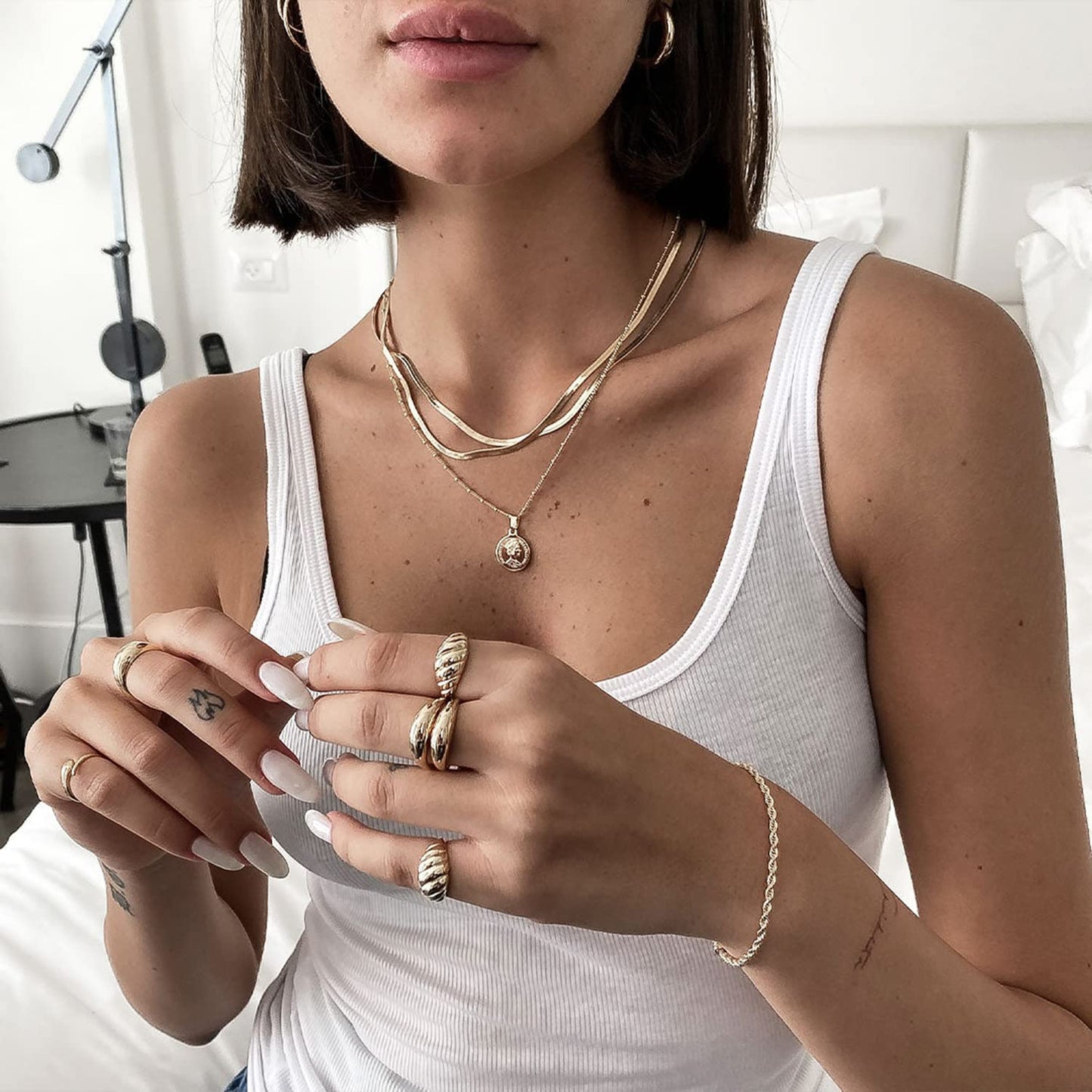 Birthstone Necklace for Women Jewelry, 18K White Gold Heart Necklace