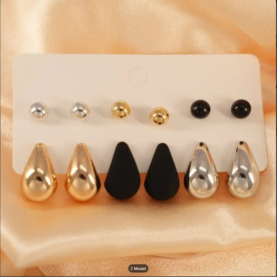 Stud Earrings Ingemark Vintage Gold And Silver Colour Chunky Water Drop Dome for Women