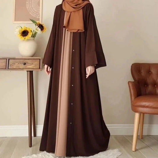 Chocolaty Abaya with Inner for Women – Premium Georgette Fabric, Attached Inner, Elegant & Modest Design, High-Quality Stitching