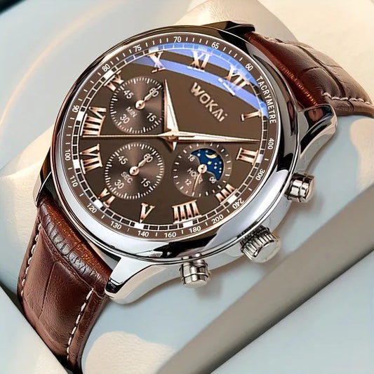 Men Business Wrist Watch Quartz Casual Belt Men's Watch Brown Watch