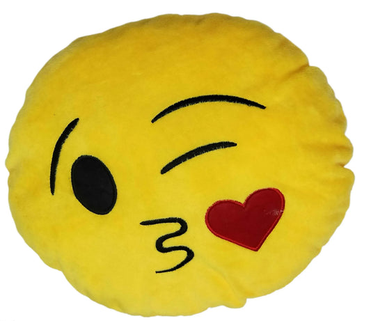 Smiley Round Emoji Pillow 24cm Medium Size with Filling or Cover Only, Soft Cushions for Home Decor and Gifts