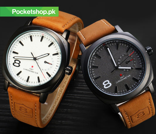 Brown Strap Synthetic Leather Analog Watch For Men Stylish