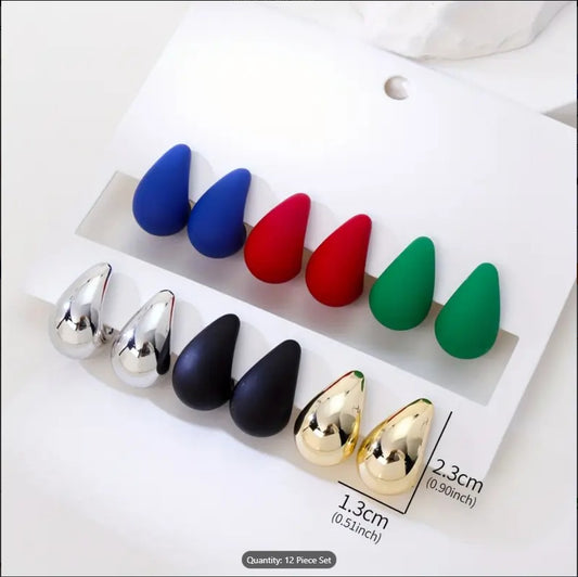 Stud Earrings Ingemark Vintage Gold And Silver Colour Chunky Water Drop Dome for Women