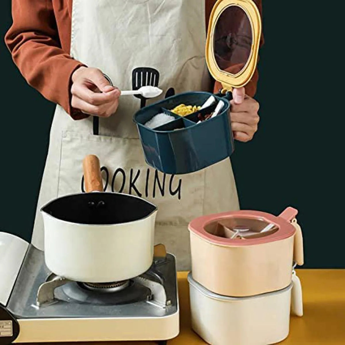 4 In 1 Partition Kitchen Seasoning Box Masala