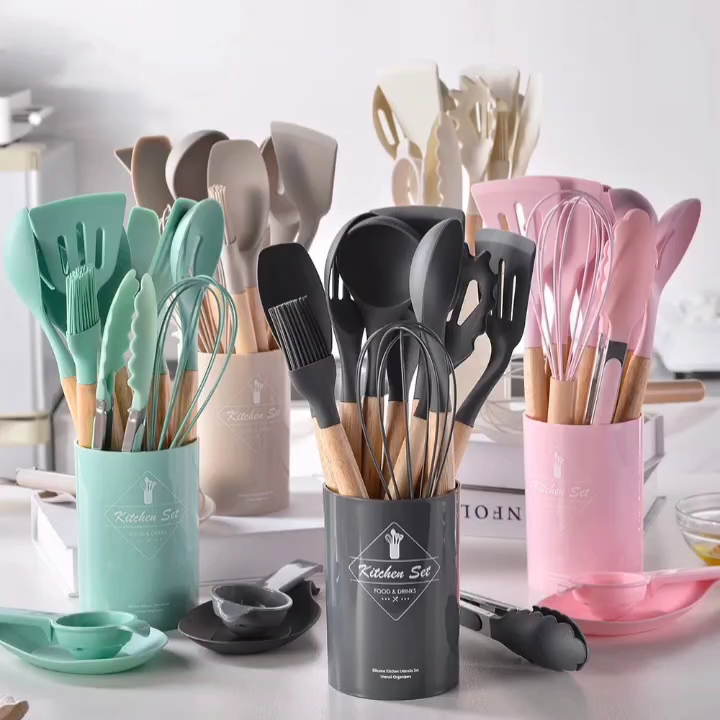 12 Pcs Silicone Cooking Utensils Kitchen Utensil Set - Heat Resistant Non-Toxic BPA Free Spatula Set