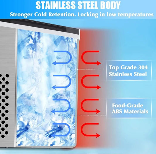 Portable Ice Maker Machine Countertop, TOBEELEC 2.1L Electric Ice Maker with Touch LCD Display, Self-Cleaning Function