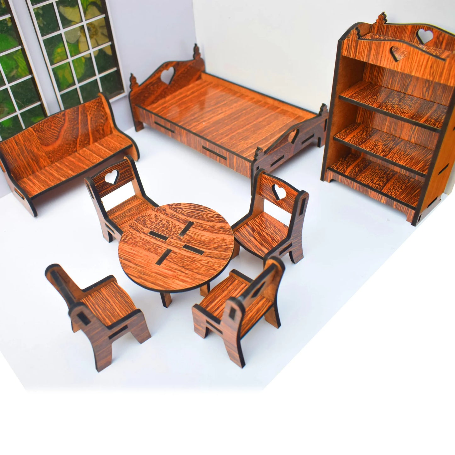 1:12 Dollhouse miniatures furniture set best gift for kids, Wooden doll furniture collection