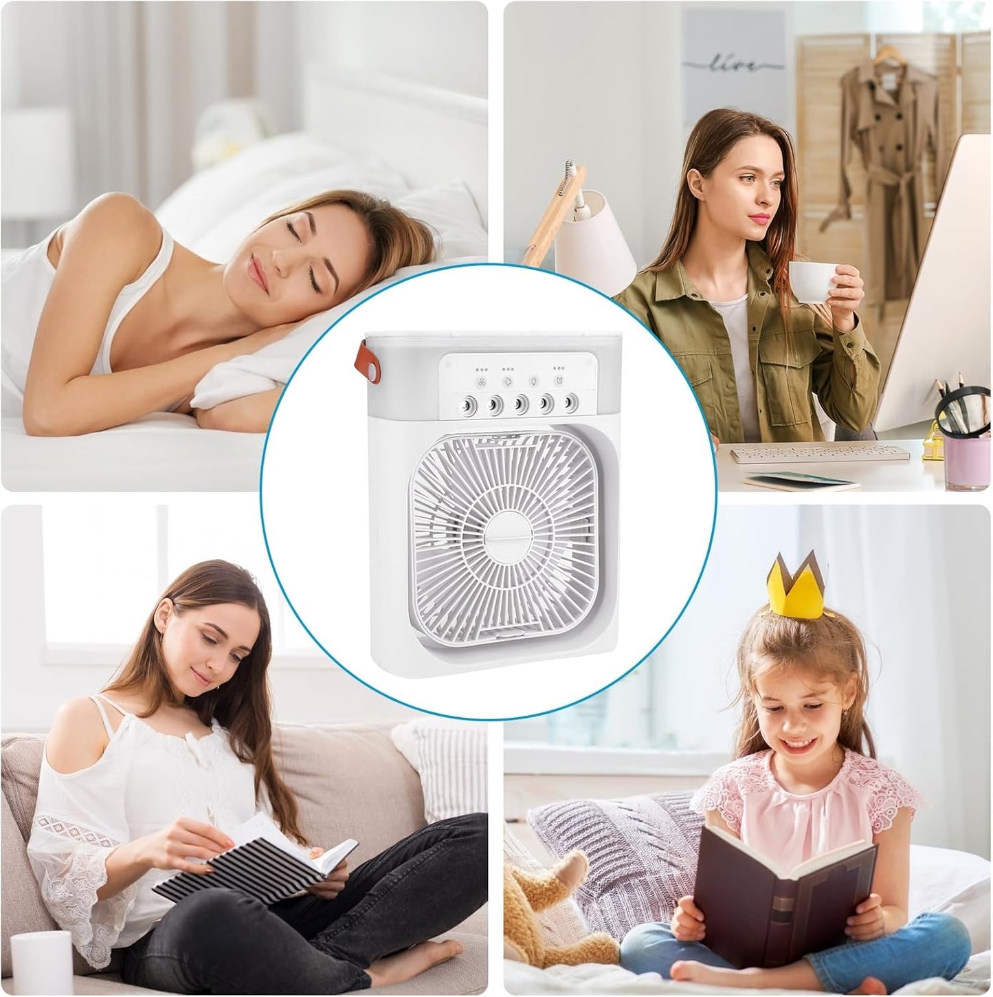 Portable Air Conditioner Fan,900ML Personal Air Conditioner with Ice Tray,5in1 Timming Evaporative Air Cooler