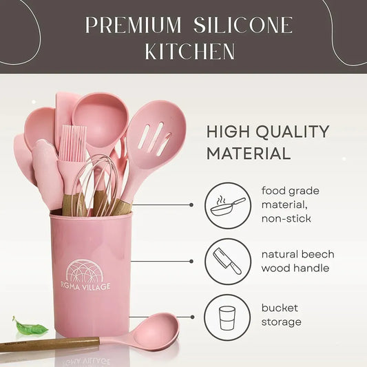 12 Pcs Silicone Cooking Utensils Kitchen Utensil Set - Heat Resistant Non-Toxic BPA Free Spatula Set