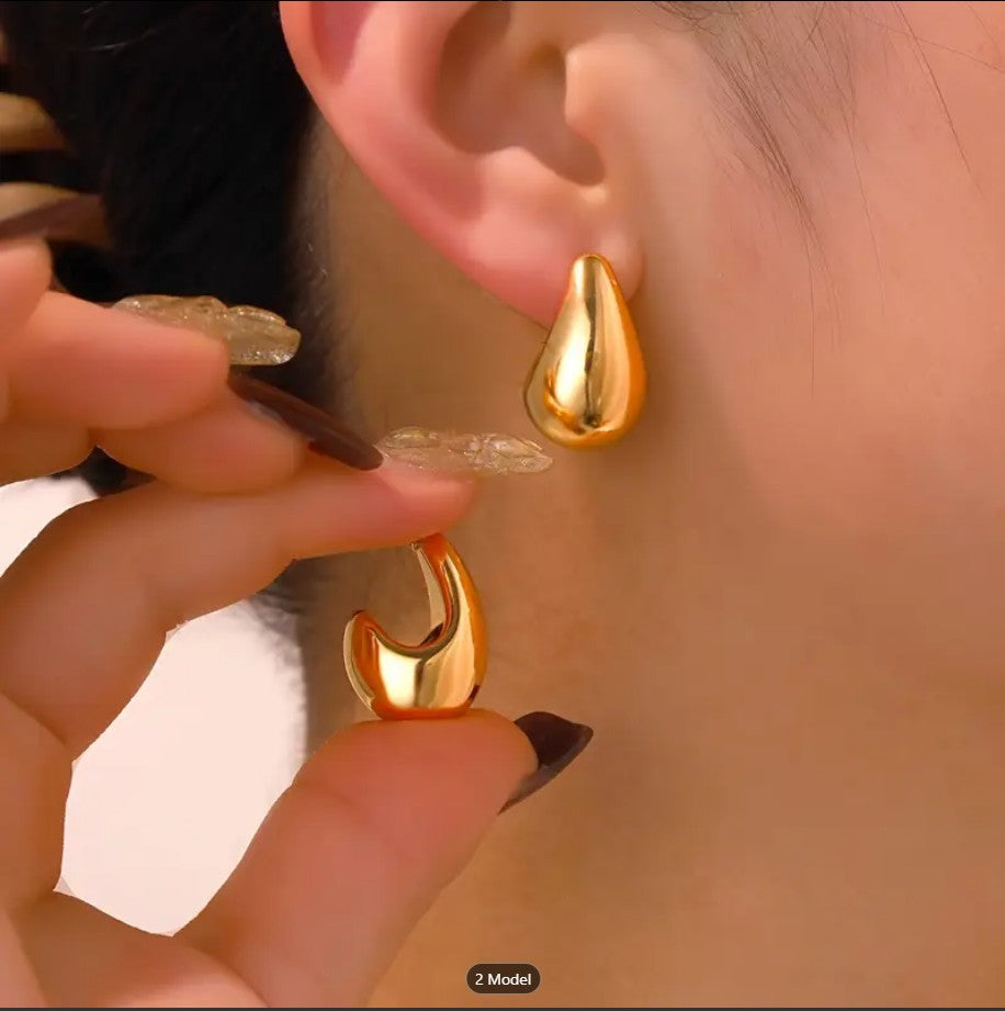 Stud Earrings Ingemark Vintage Gold And Silver Colour Chunky Water Drop Dome for Women