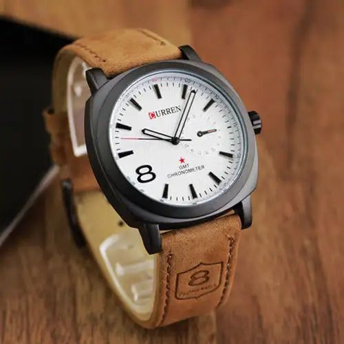 Brown Strap Synthetic Leather Analog Watch For Men Stylish
