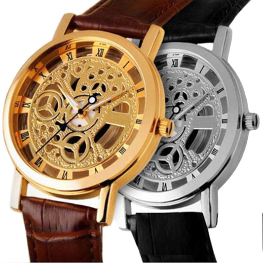 Skeleton Double Sided Glass Watch for Men / Women / Girls / Boys