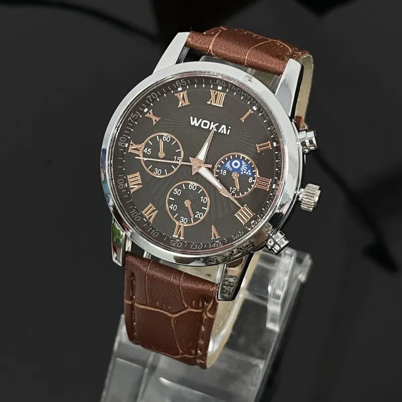 Men Business Wrist Watch Quartz Casual Belt Men's Watch Brown Watch