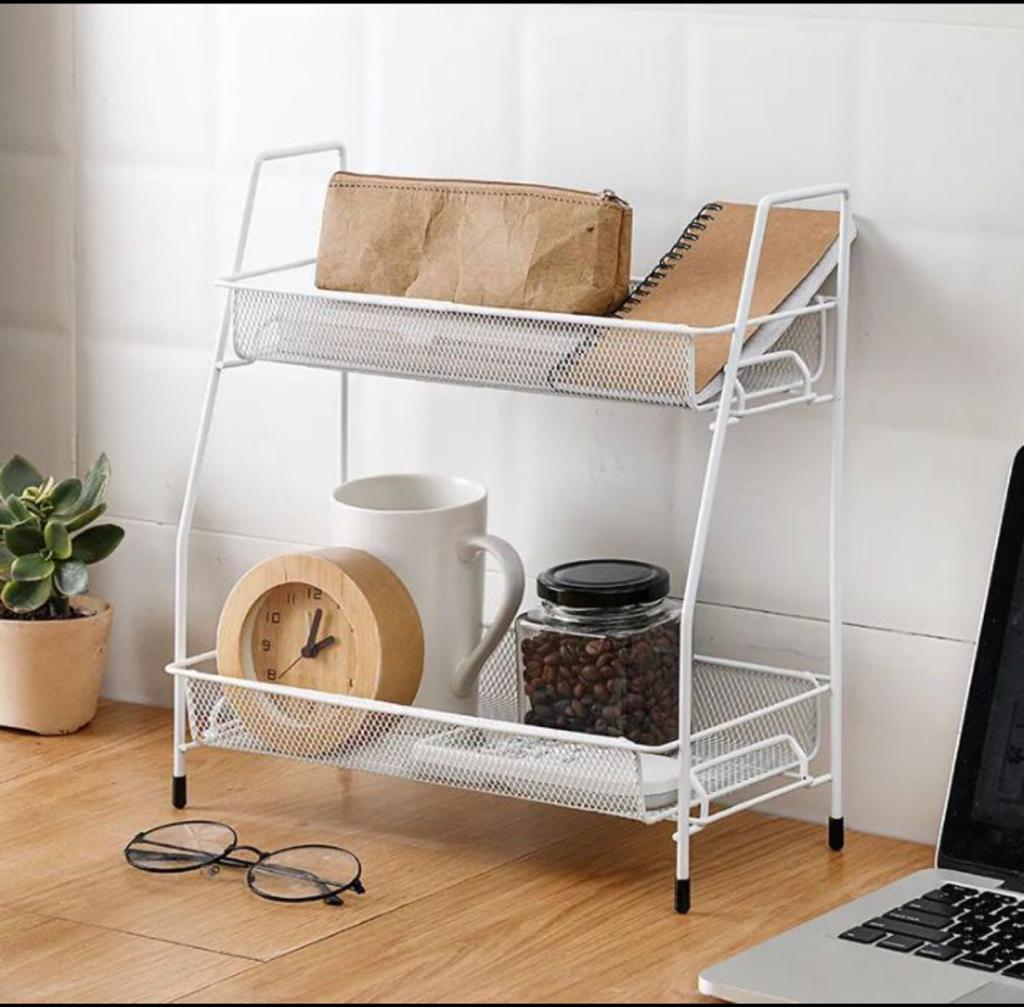 Spice Rack For Countertop 2 tier shelf for makeup, Kitchen Organizer stand, storage shelf