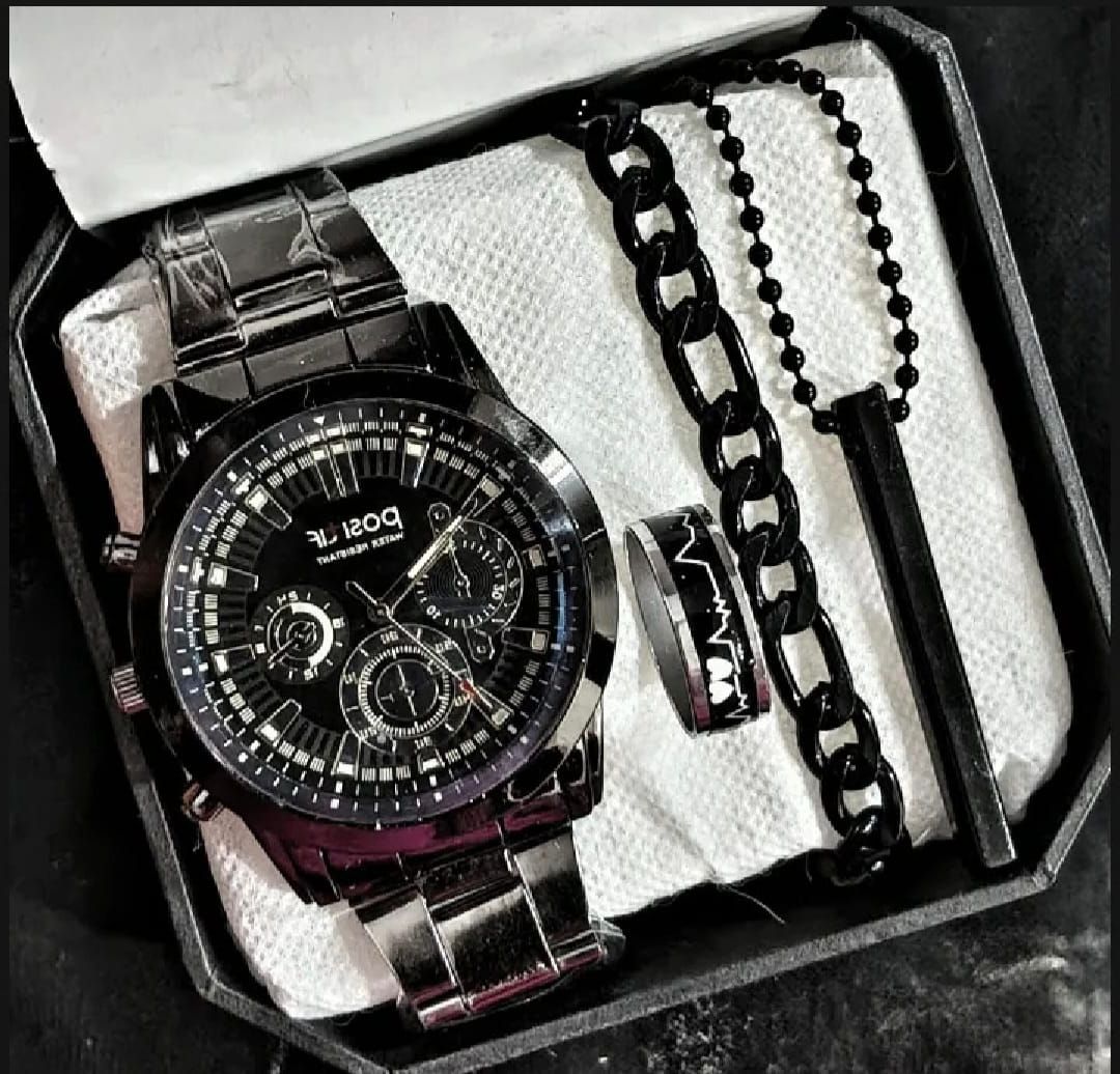 Luxury Business Sport Watch for Men / Boys With Silver Hand/Wrist Bracelet Chain