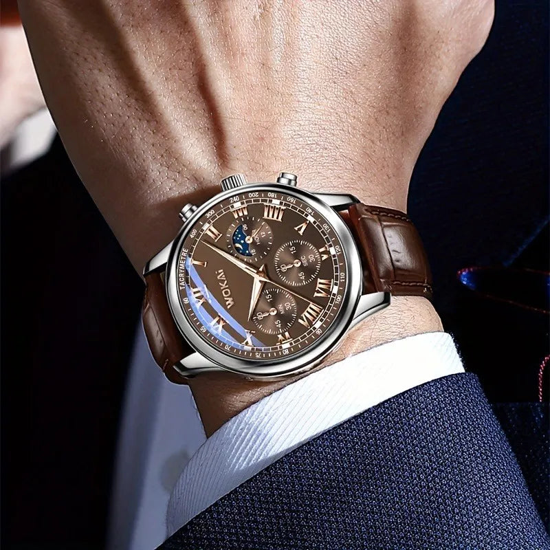 Men Business Wrist Watch Quartz Casual Belt Men's Watch Brown Watch
