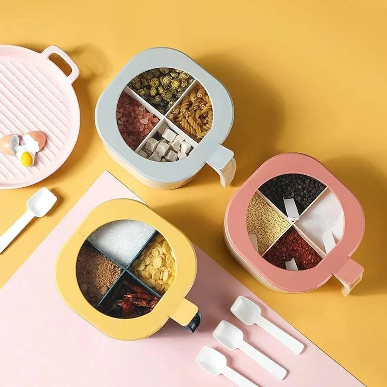 4 In 1 Partition Kitchen Seasoning Box Masala