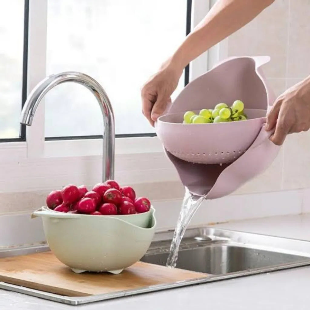 Kitchen organizer Double Layer Colander Drainer Basket with Bowl for Washing Fruits and Vegetables