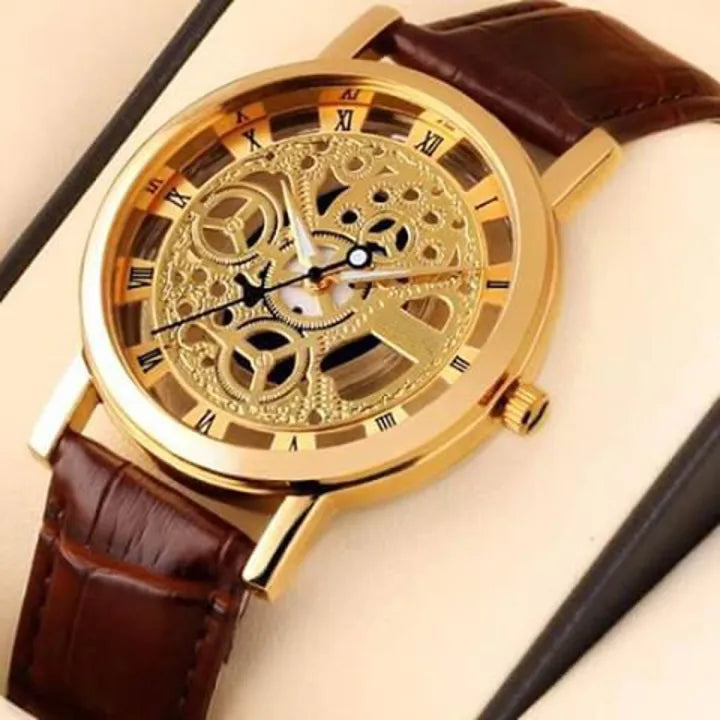 Skeleton Double Sided Glass Watch for Men / Women / Girls / Boys