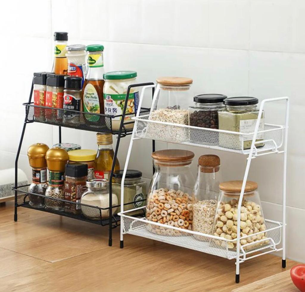 Spice Rack For Countertop 2 tier shelf for makeup, Kitchen Organizer stand, storage shelf