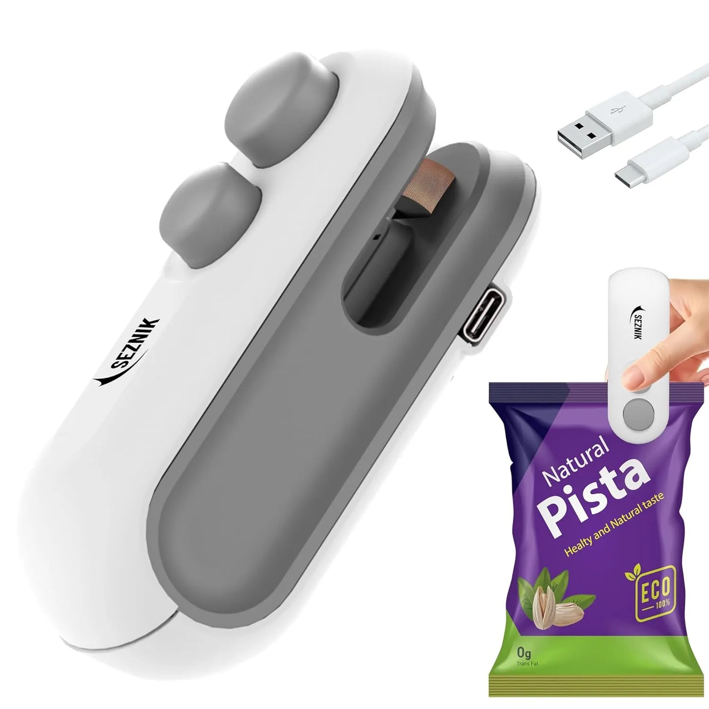 Mini Seal Machine, 2 in 1 USB Rechargeable