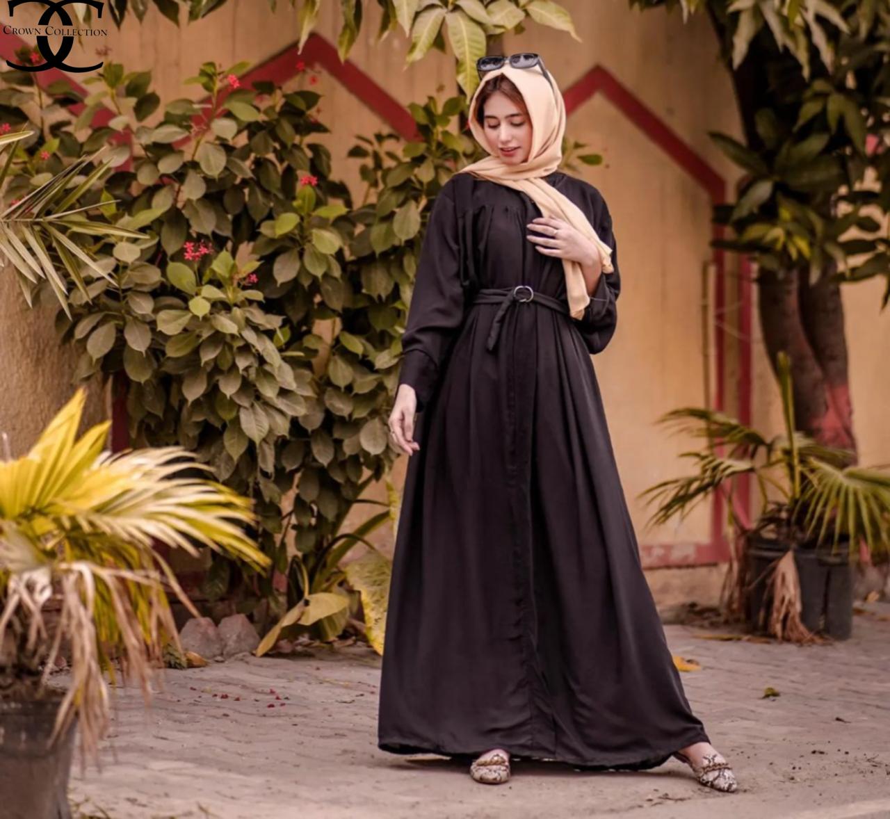abaya for girl bakcle abaya fabric georgette muslim abayaStylish Long Maxi Belt Abaya for Girls New Design with Adjustable Belt