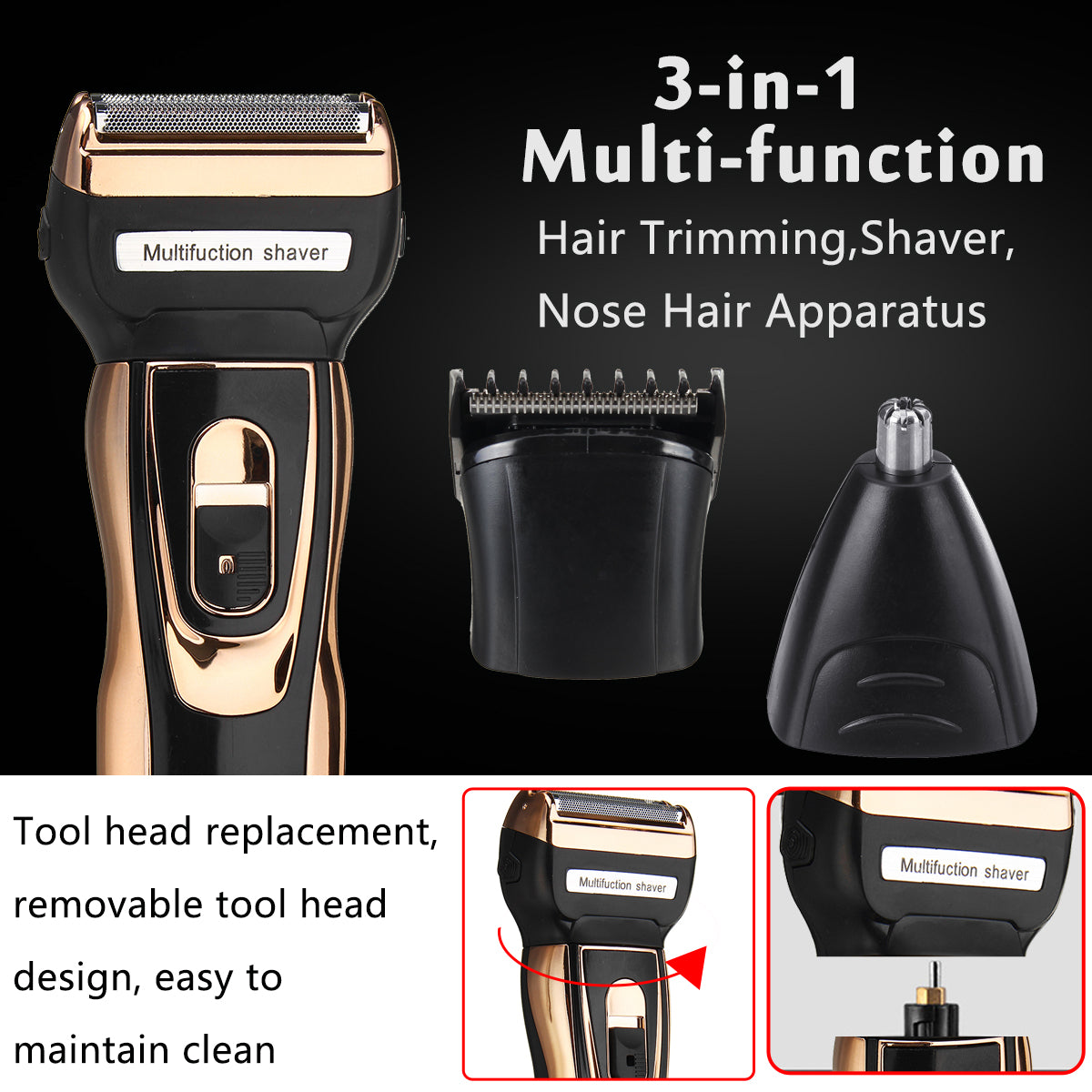 Original 3 In 1 Rechargeable Shaving Machine - Mens Grooming Kit - Shaving Kit - Hair Accessories For Men