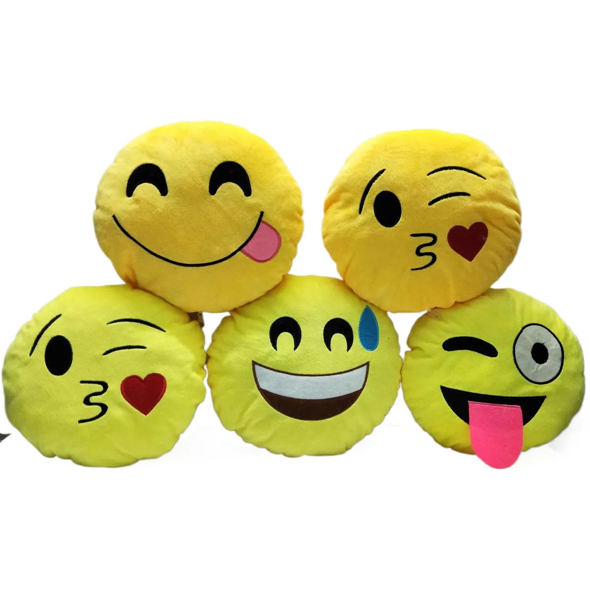 Smiley Round Emoji Pillow 24cm Medium Size with Filling or Cover Only, Soft Cushions for Home Decor and Gifts