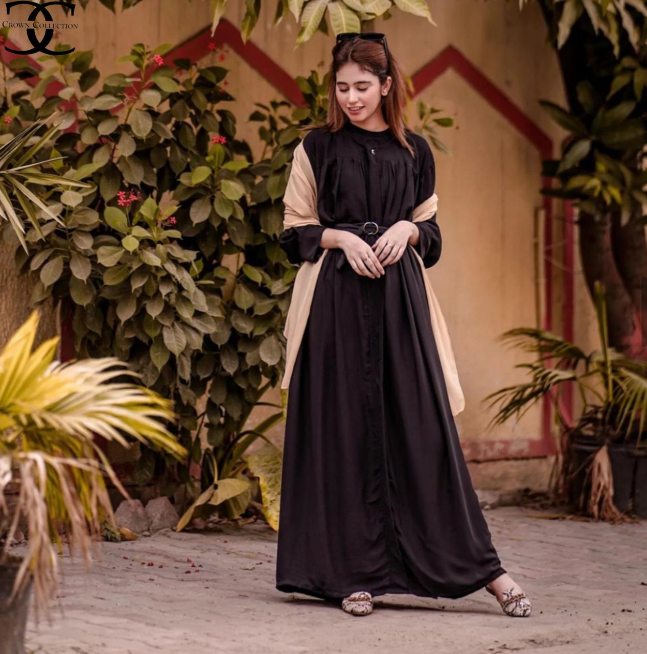abaya for girl bakcle abaya fabric georgette muslim abayaStylish Long Maxi Belt Abaya for Girls New Design with Adjustable Belt