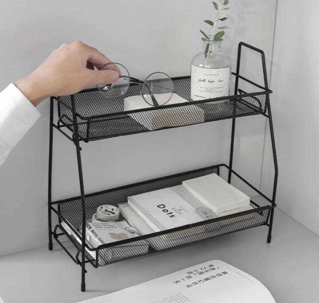 Spice Rack For Countertop 2 tier shelf for makeup, Kitchen Organizer stand, storage shelf