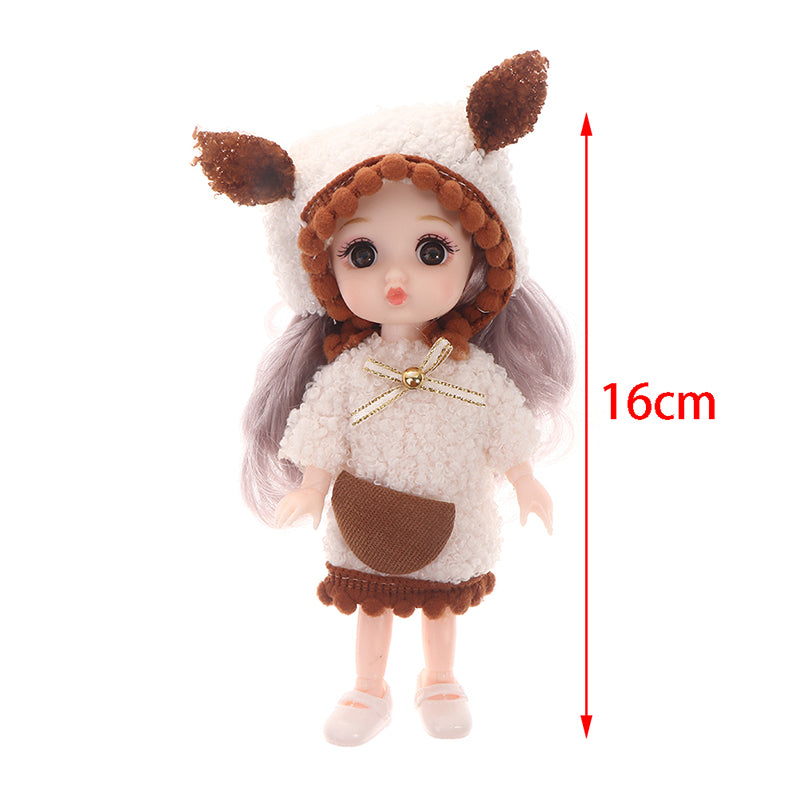 16cm Mini Doll Movable Joint Dolls 3D Big Eyes