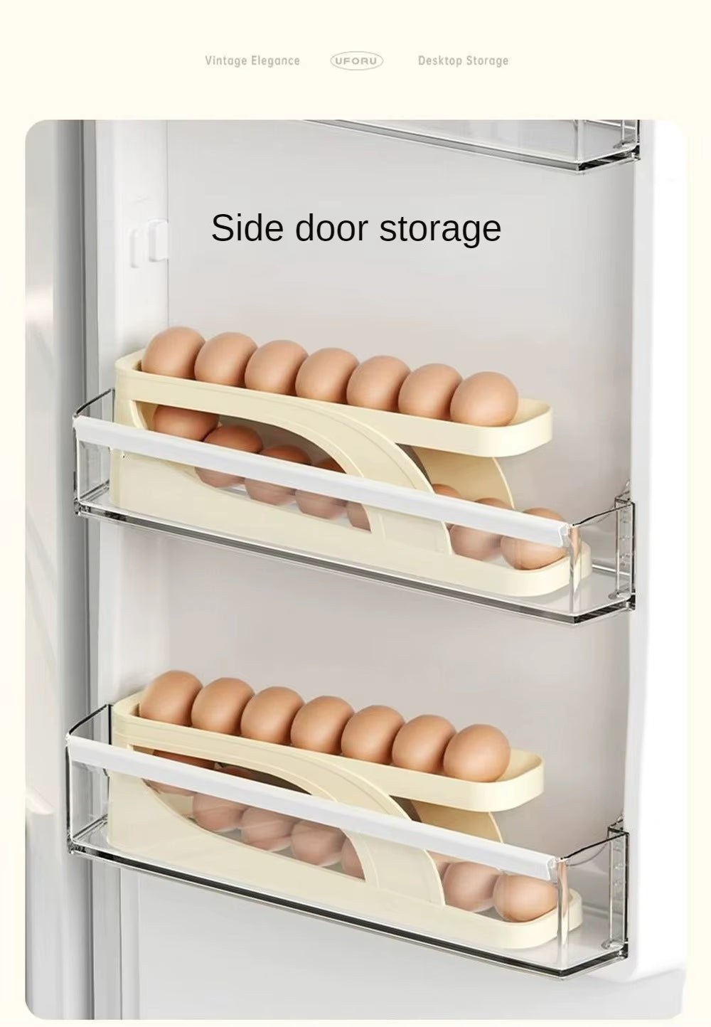 Automatic Scrolling Egg Rack Holder Storage Box Egg Basket Container Organizer Rolldown Refrigerator