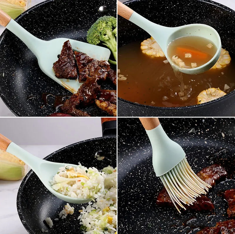12 Pcs Silicone Cooking Utensils Kitchen Utensil Set - Heat Resistant Non-Toxic BPA Free Spatula Set