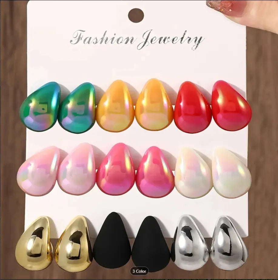 Stud Earrings Ingemark Vintage Gold And Silver Colour Chunky Water Drop Dome for Women