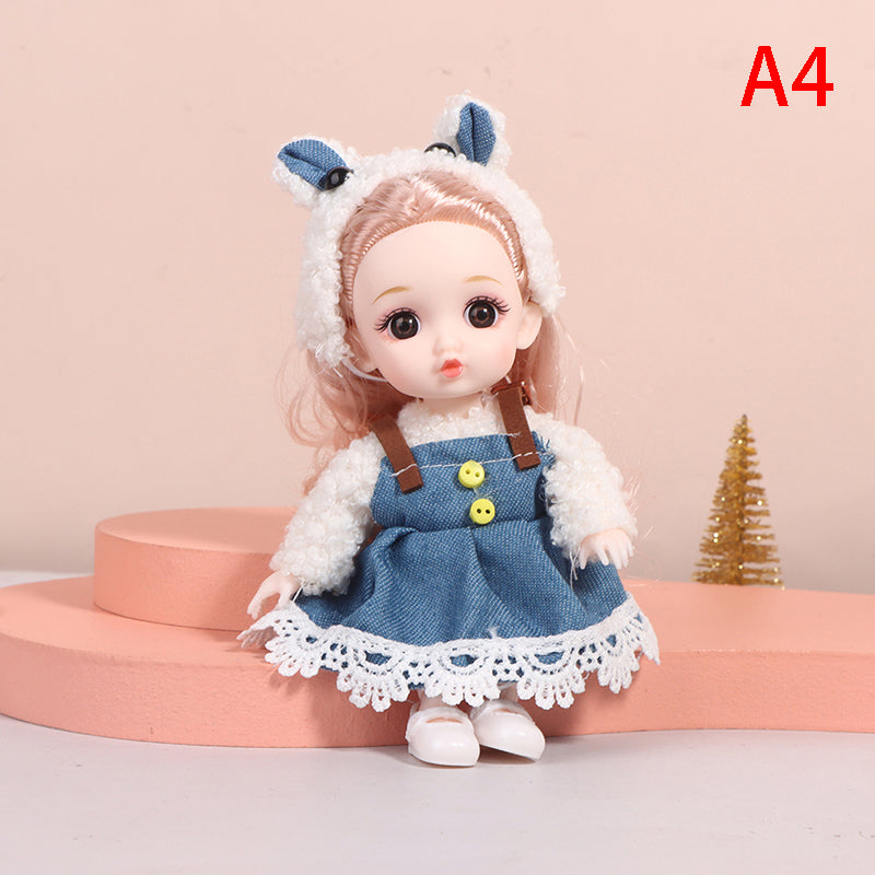 16cm Mini Doll Movable Joint Dolls 3D Big Eyes
